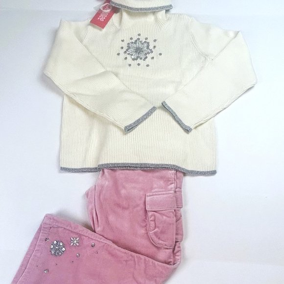NWT Gymboree Girl Sequin Snowflake Velveteen Pant & Snowflake Sequin Sweater 6 - Picture 1 of 10